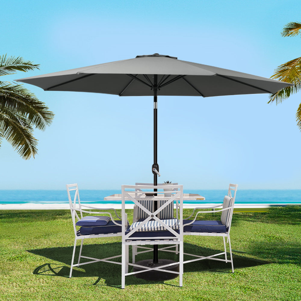 3m Outdoor Pole Tilt Umbrella Sunshade - Charcoal Homecoze