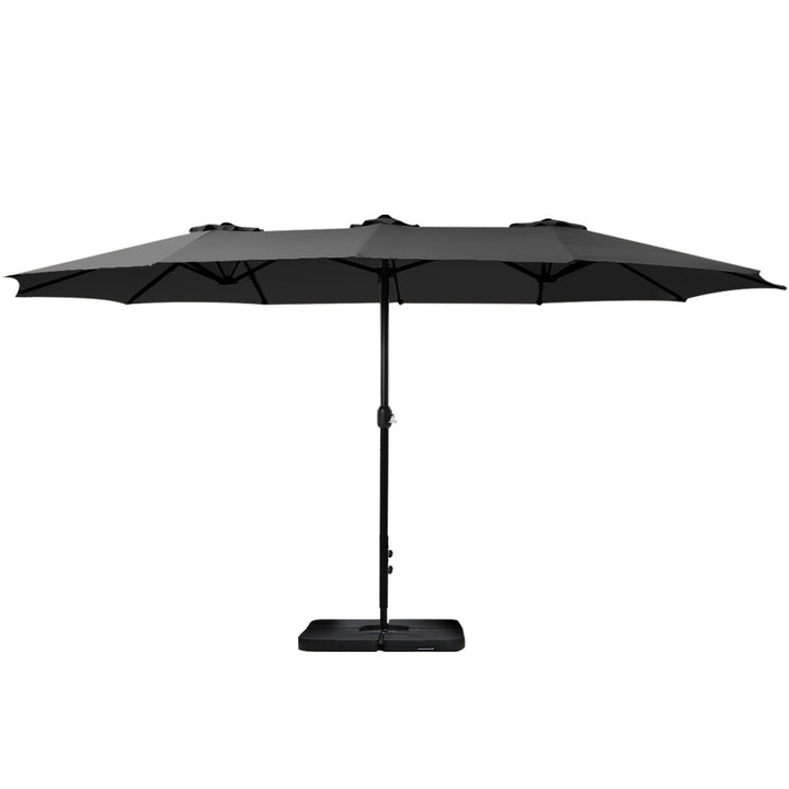 4.57m Extra Large Outdoor Twin Patio Umbrella Sun Shade with Base Stand - Black Homecoze