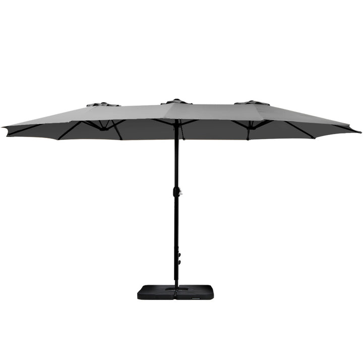 4.57m Extra Large Outdoor Twin Patio Umbrella Sun Shade with Base Stand - Charcoal Homecoze