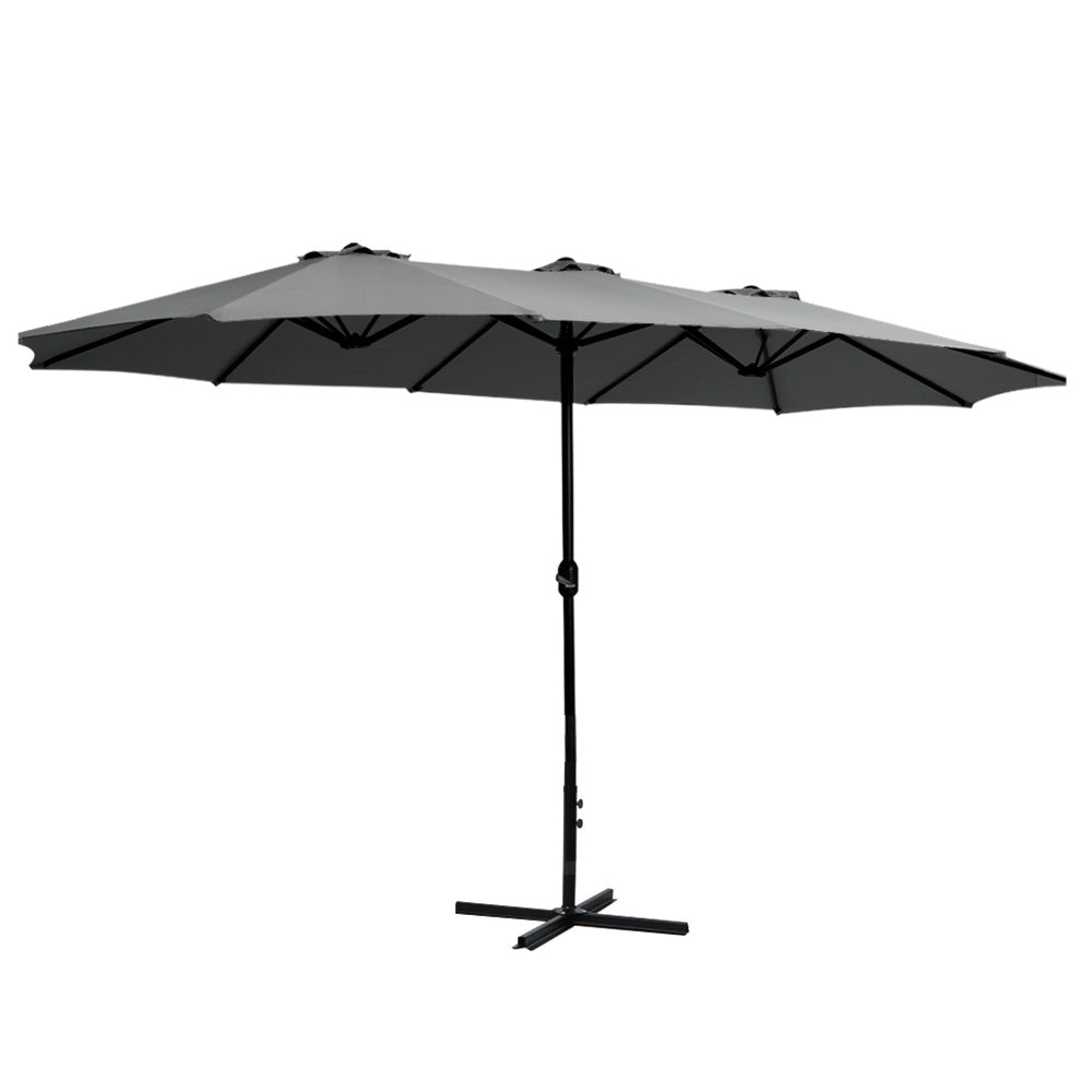 4.57m Extra Large Outdoor Twin Patio Umbrella Sun Shade - Charcoal Homecoze