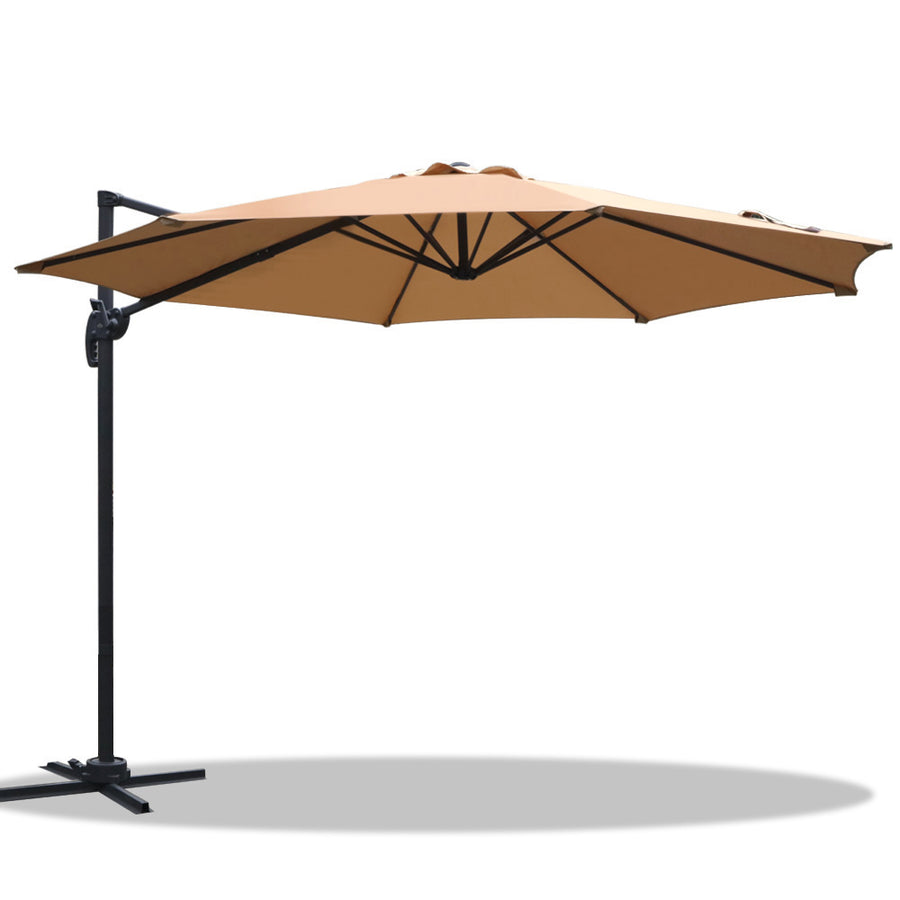 3m Cantilever Outdoor Umbrella 360 Degree Rotatable - Beige Homecoze