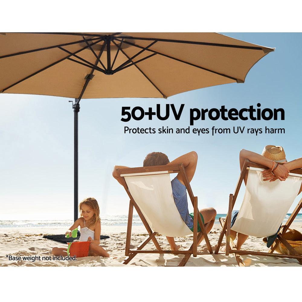 3m Cantilever Outdoor Umbrella 360 Degree Rotatable - Beige Homecoze