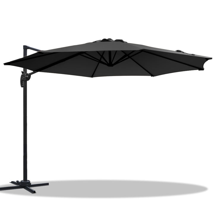 3m Cantilever Outdoor Umbrella 360 Degree Rotatable - Black Homecoze