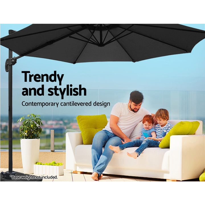 3m Cantilever Outdoor Umbrella 360 Degree Rotatable - Black Homecoze