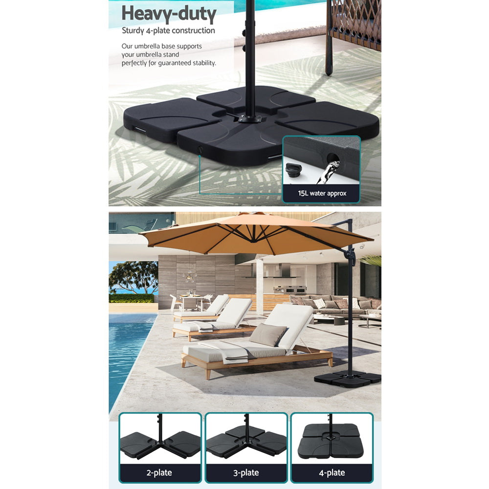 3m Cantilever Outdoor Umbrella 360 Degree Rotatable with Base - Beige Homecoze