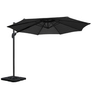 3m Cantilever Outdoor Umbrella 360 Degree Rotatable with Base - Black Homecoze