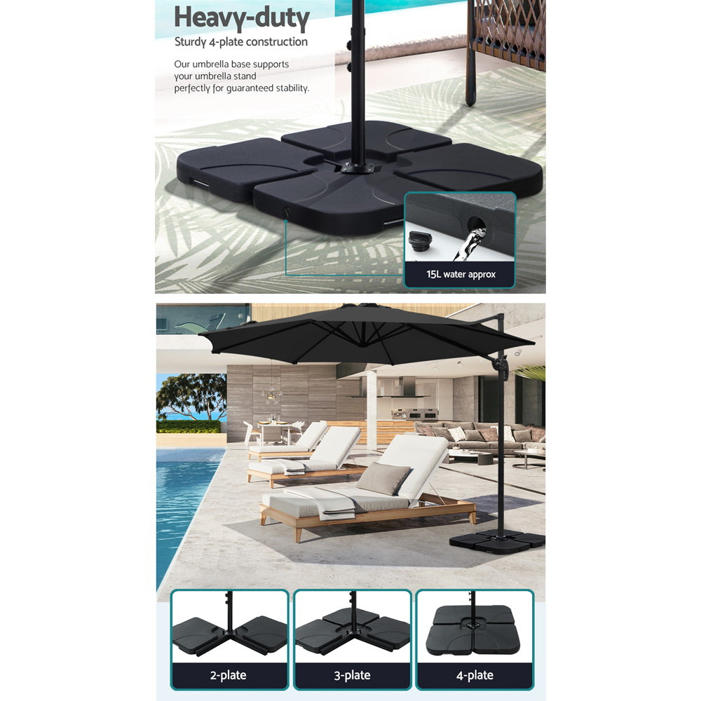 3m Cantilever Outdoor Umbrella 360 Degree Rotatable with Base - Black Homecoze