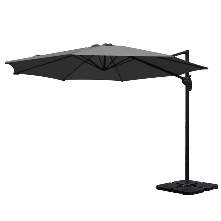 3m Cantilever Outdoor Umbrella 360 Degree Rotatable with Base - Charcoal Homecoze