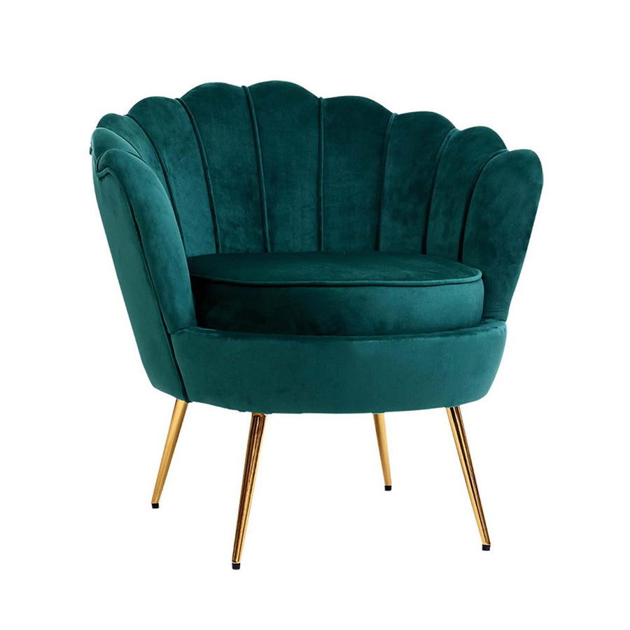 Green Velvet Retro Accent Feature Shell Chair Homecoze