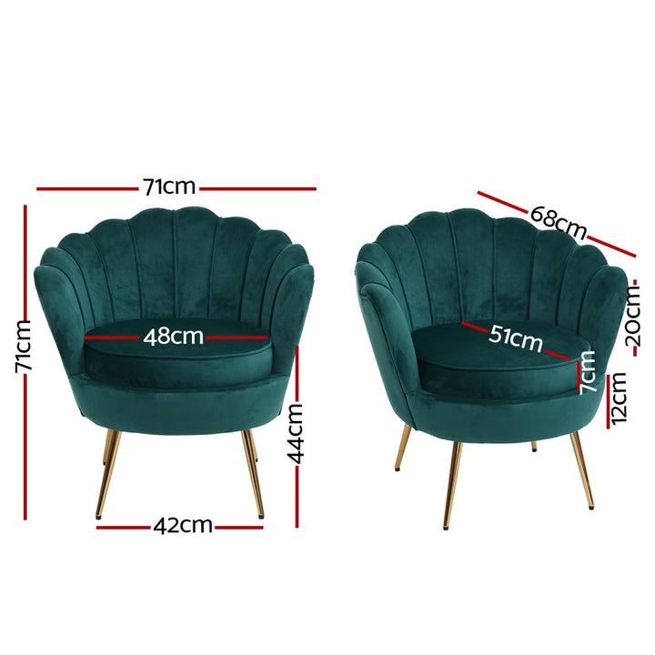 Green Velvet Retro Accent Feature Shell Chair Homecoze