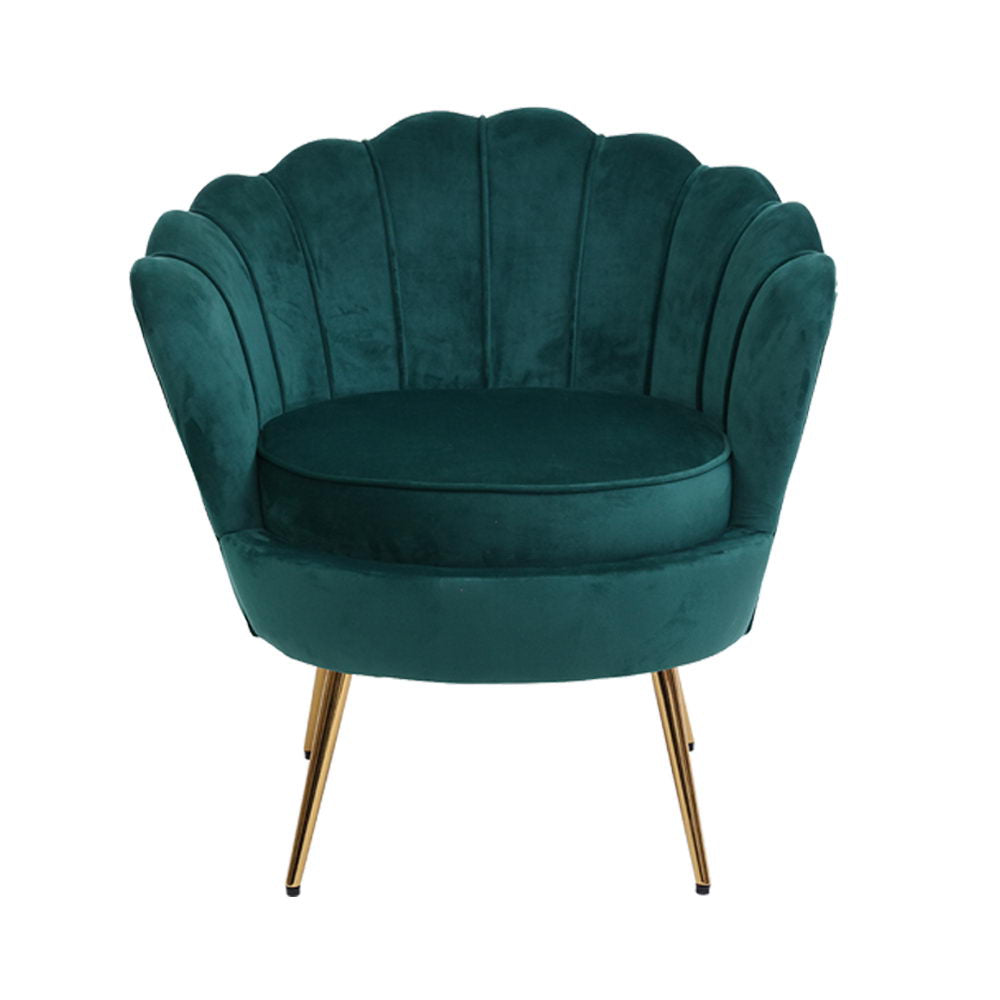 Green Velvet Retro Accent Feature Shell Chair Homecoze