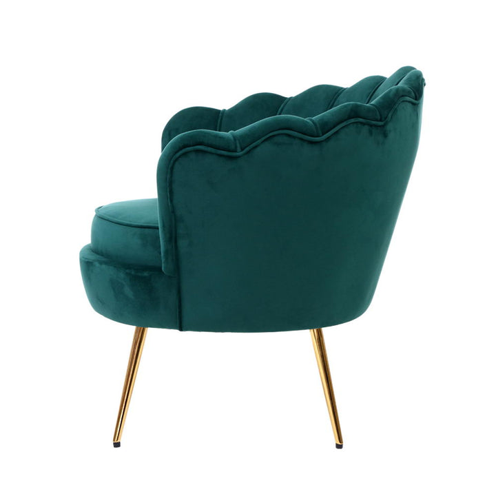 Green Velvet Retro Accent Feature Shell Chair Homecoze