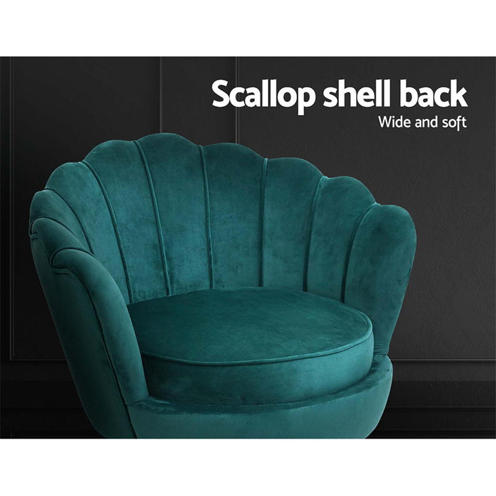 Green Velvet Retro Accent Feature Shell Chair Homecoze