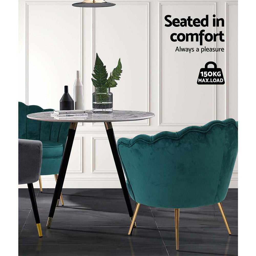 Green Velvet Retro Accent Feature Shell Chair Homecoze