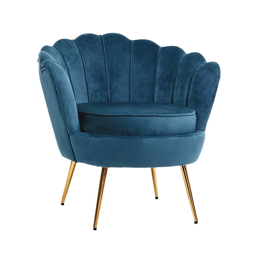 Navy Velvet Retro Accent Feature Shell Chair Homecoze