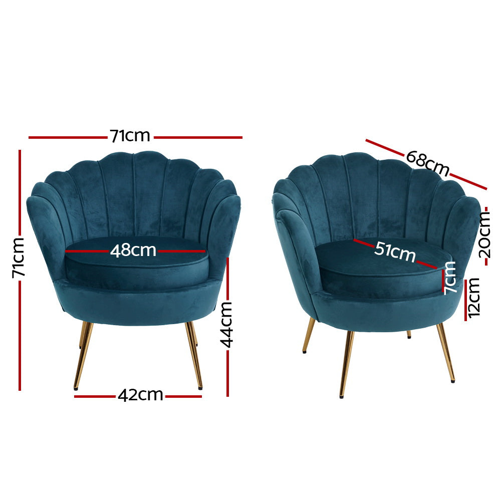 Navy Velvet Retro Accent Feature Shell Chair Homecoze