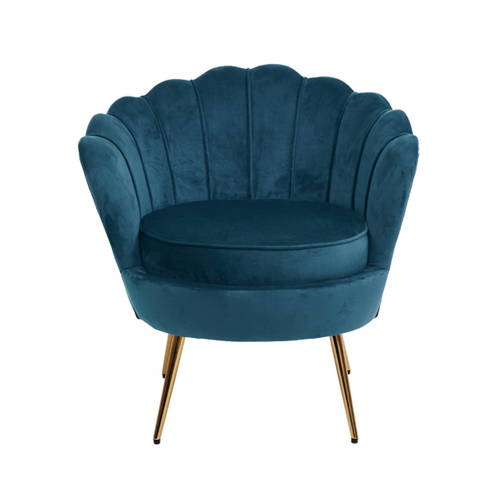 Navy Velvet Retro Accent Feature Shell Chair Homecoze