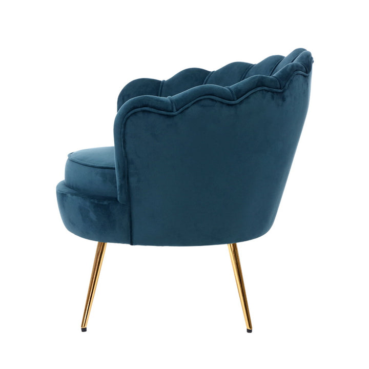 Navy Velvet Retro Accent Feature Shell Chair Homecoze