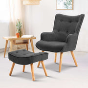 Fabric Feature Armchair with Ottoman - Charcoal - Homecoze