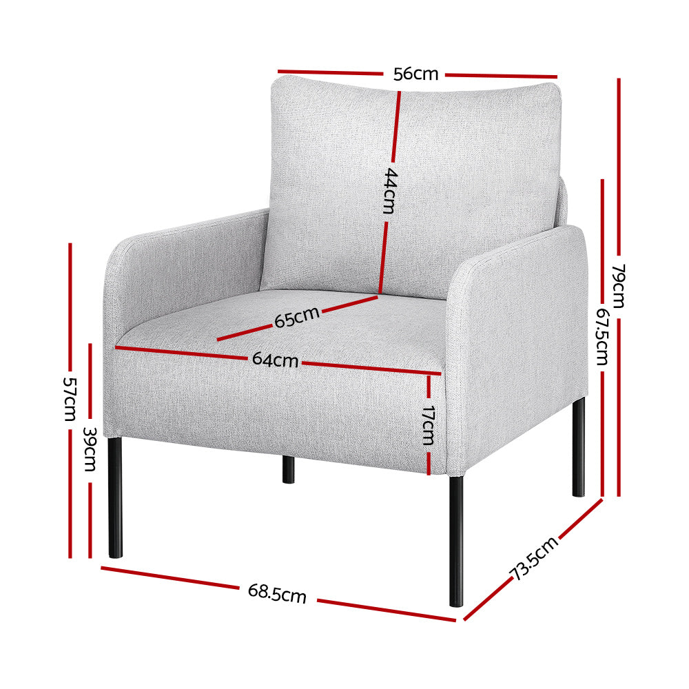 Kids Modern Mini Sofa Chair Accent Armchair with Linen Fabric - Grey - Homecoze