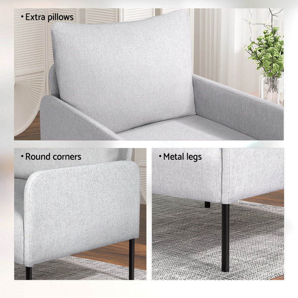 Kids Modern Mini Sofa Chair Accent Armchair with Linen Fabric - Grey - Homecoze