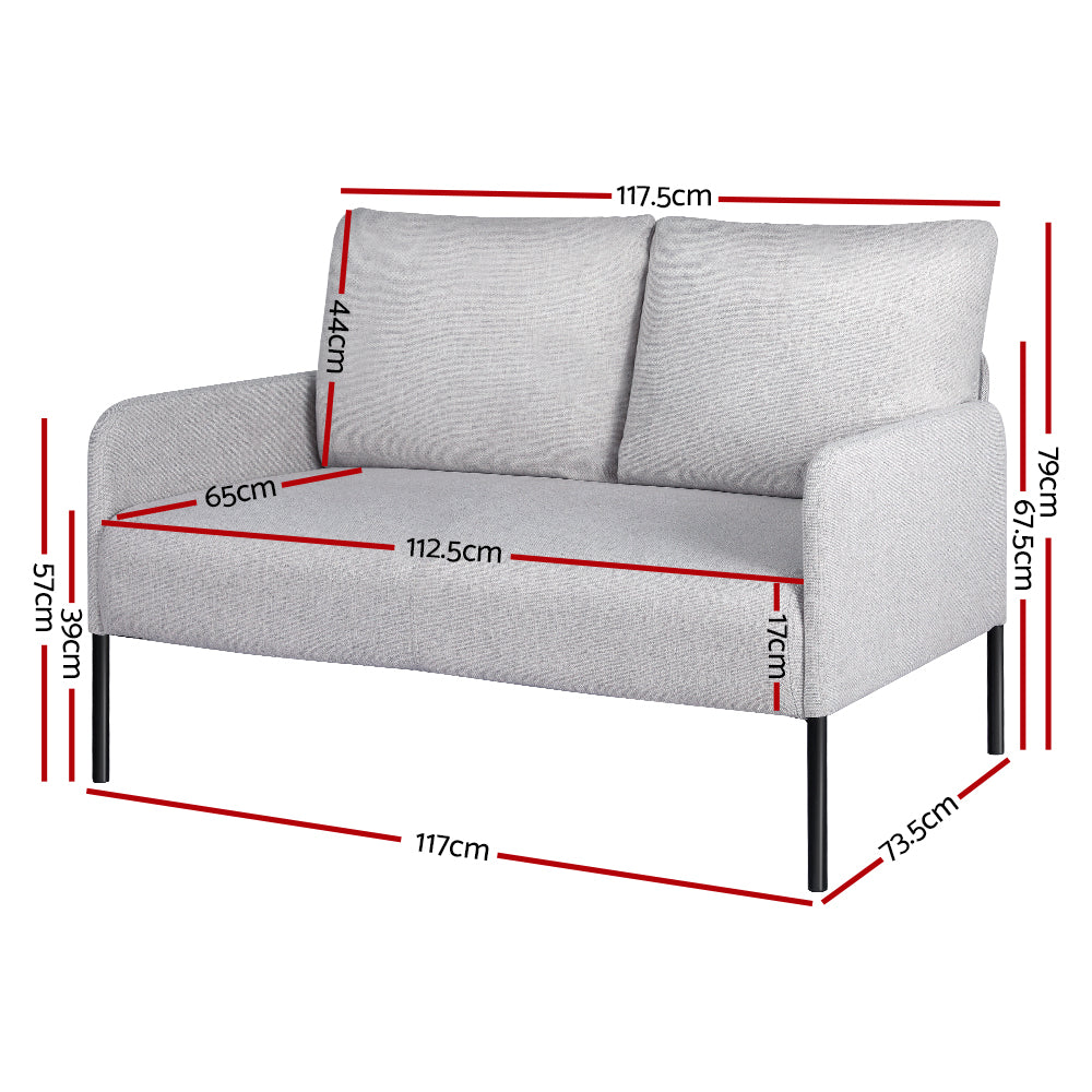 Kids Modern Mini 2-Seater Sofa Accent Chair with Linen Fabric - Grey - Homecoze