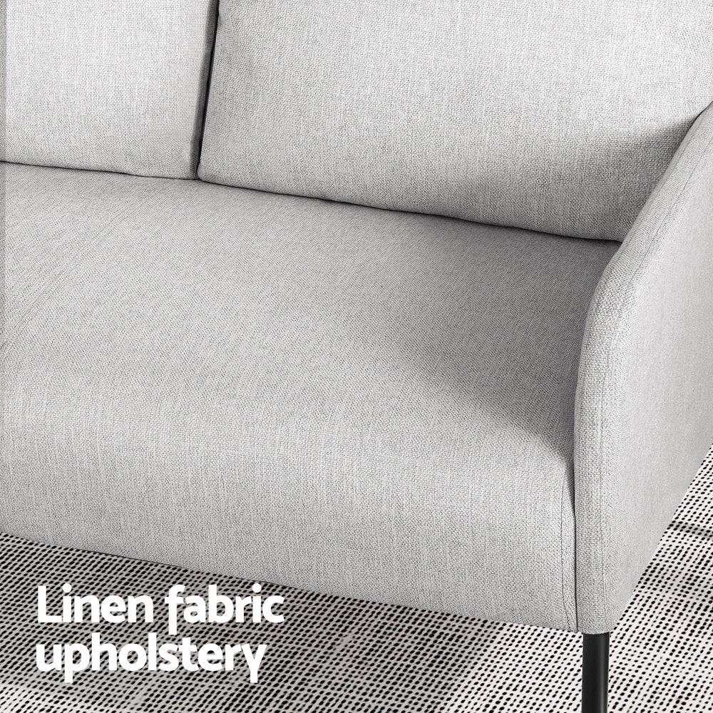 Kids Modern Mini 2-Seater Sofa Accent Chair with Linen Fabric - Grey - Homecoze