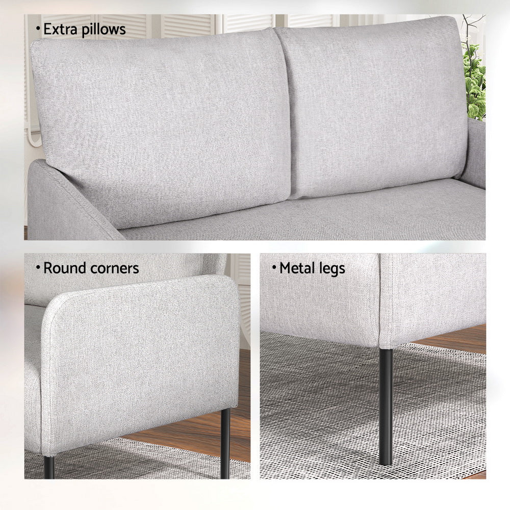 Kids Modern Mini 2-Seater Sofa Accent Chair with Linen Fabric - Grey - Homecoze