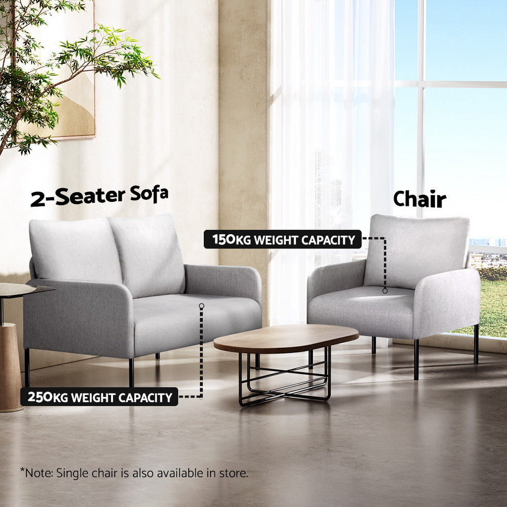 Kids Modern Mini 2-Seater Sofa Accent Chair with Linen Fabric - Grey - Homecoze