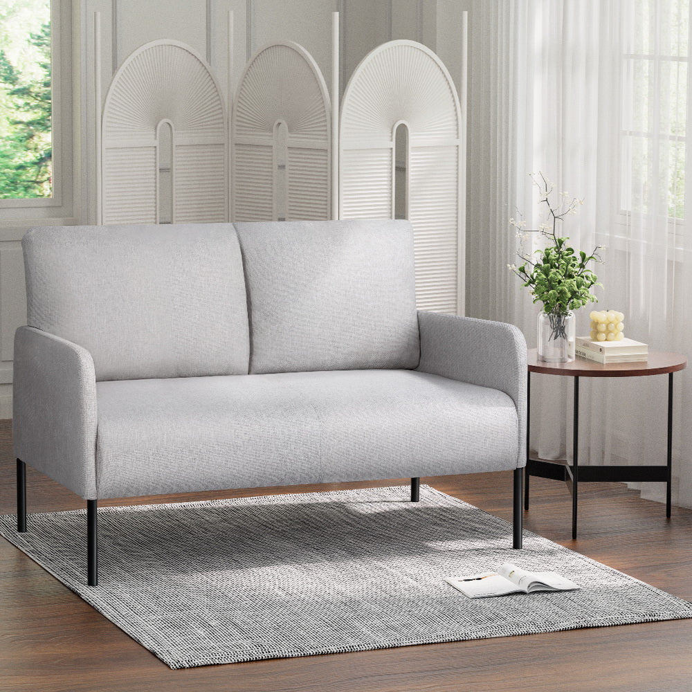Kids Modern Mini 2-Seater Sofa Accent Chair with Linen Fabric - Grey - Homecoze
