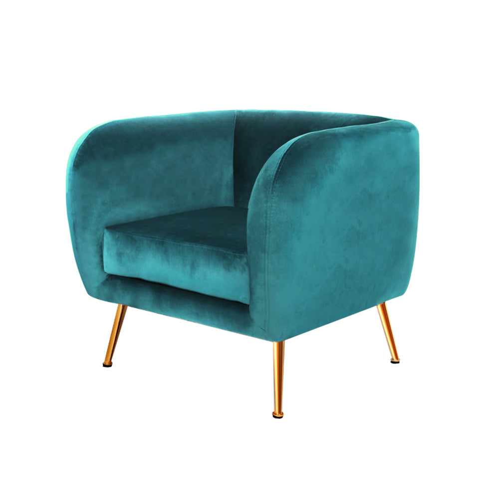 Luscious Velvet Accent Tub Armchair - Green - Homecoze
