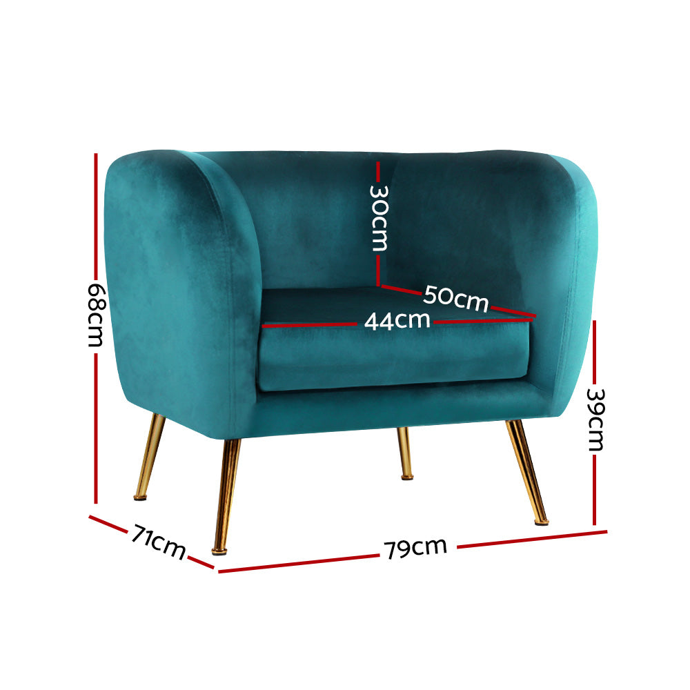 Luscious Velvet Accent Tub Armchair - Green - Homecoze