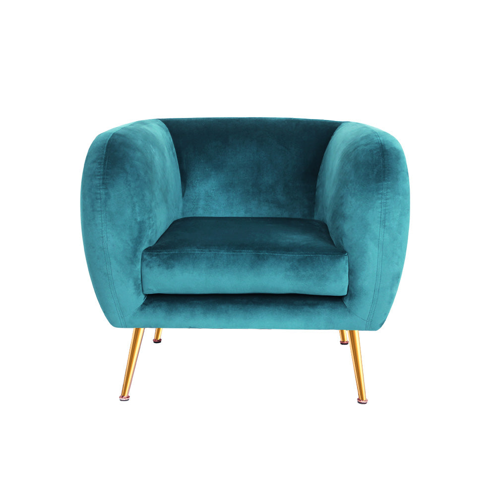 Luscious Velvet Accent Tub Armchair - Green - Homecoze
