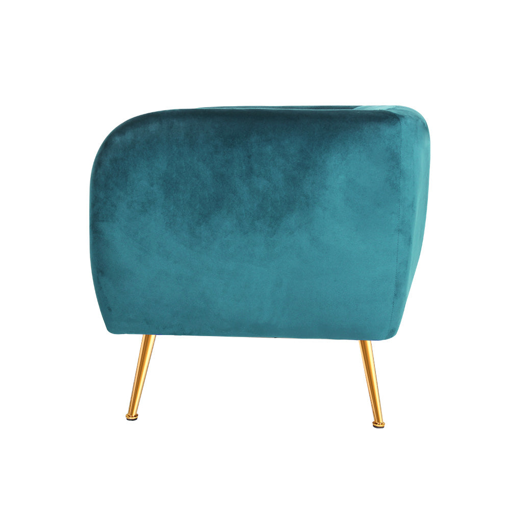 Luscious Velvet Accent Tub Armchair - Green - Homecoze