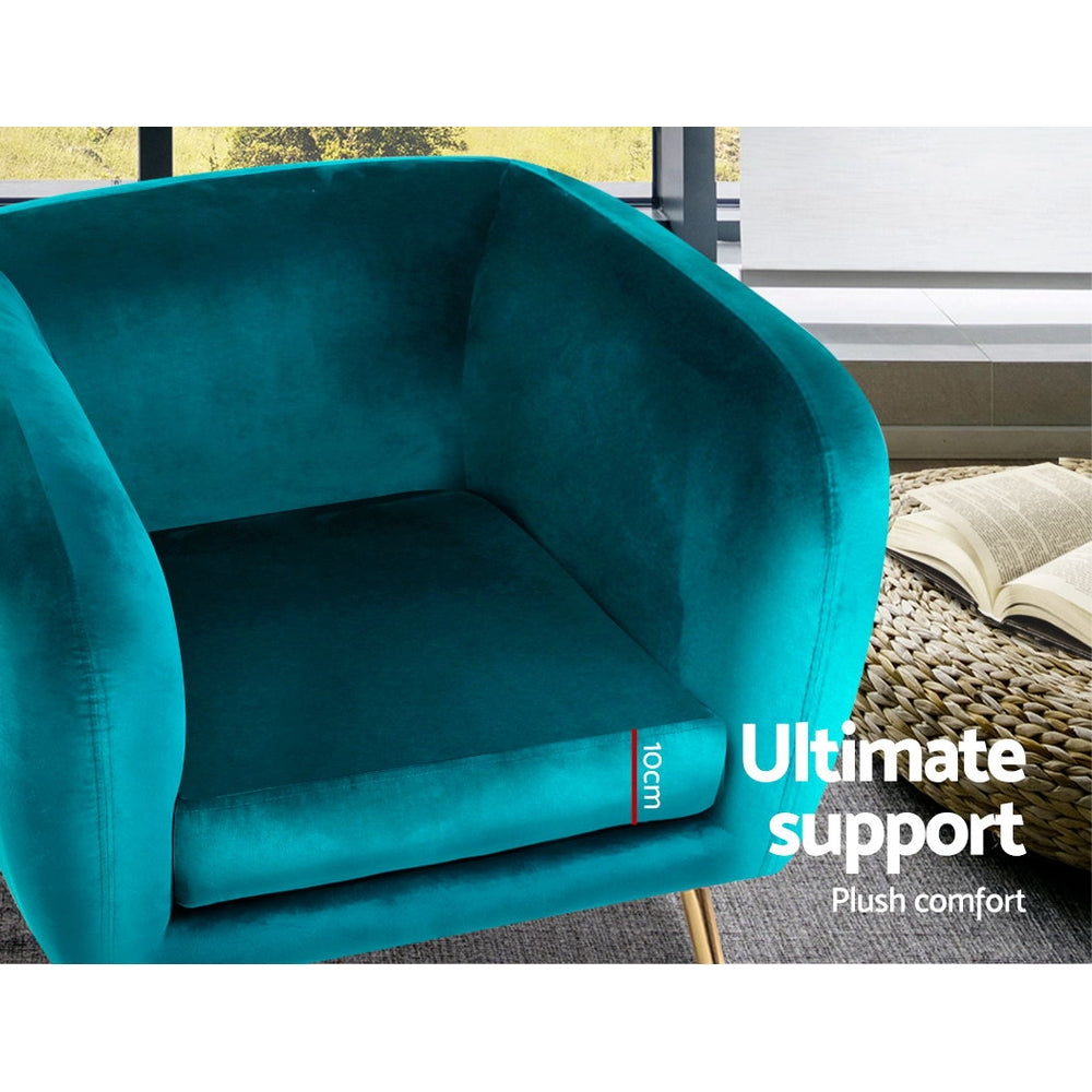 Luscious Velvet Accent Tub Armchair - Green - Homecoze