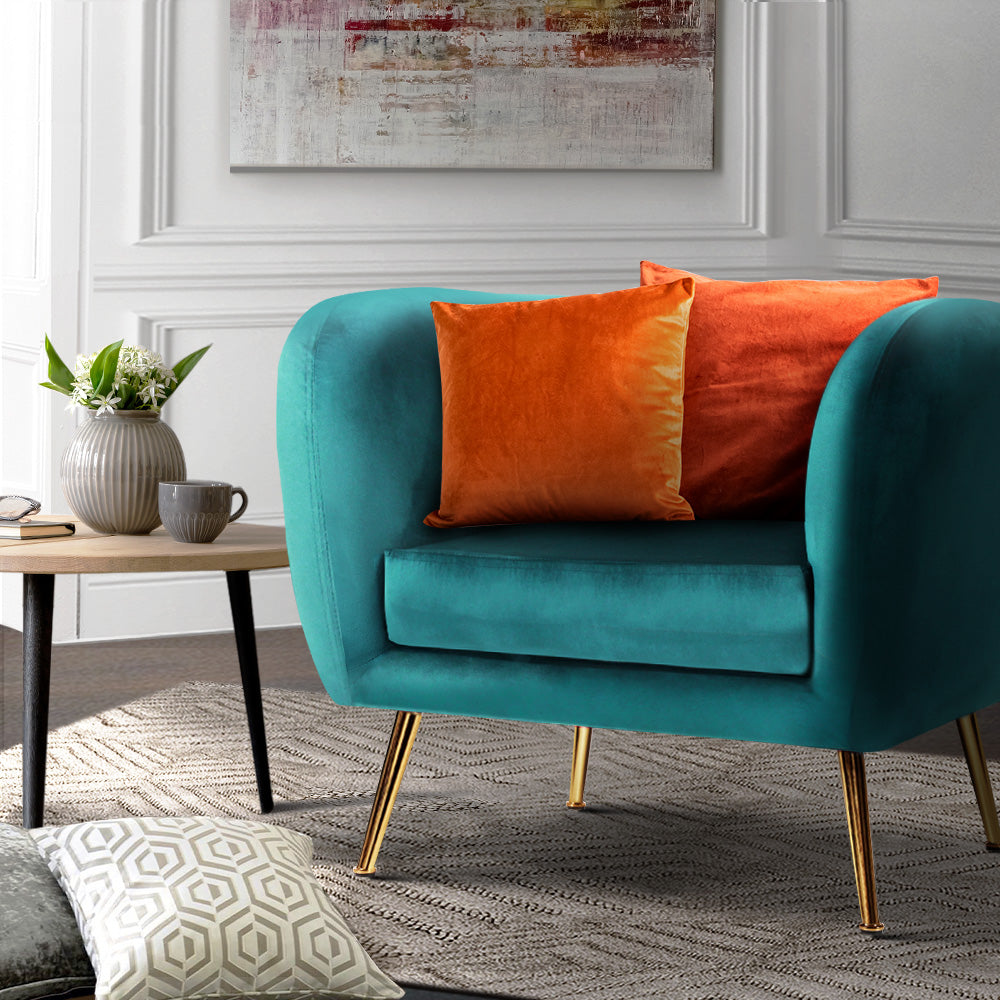 Luscious Velvet Accent Tub Armchair - Green - Homecoze