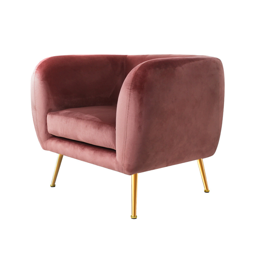 Luscious Velvet Accent Tub Armchair - Pink - Homecoze