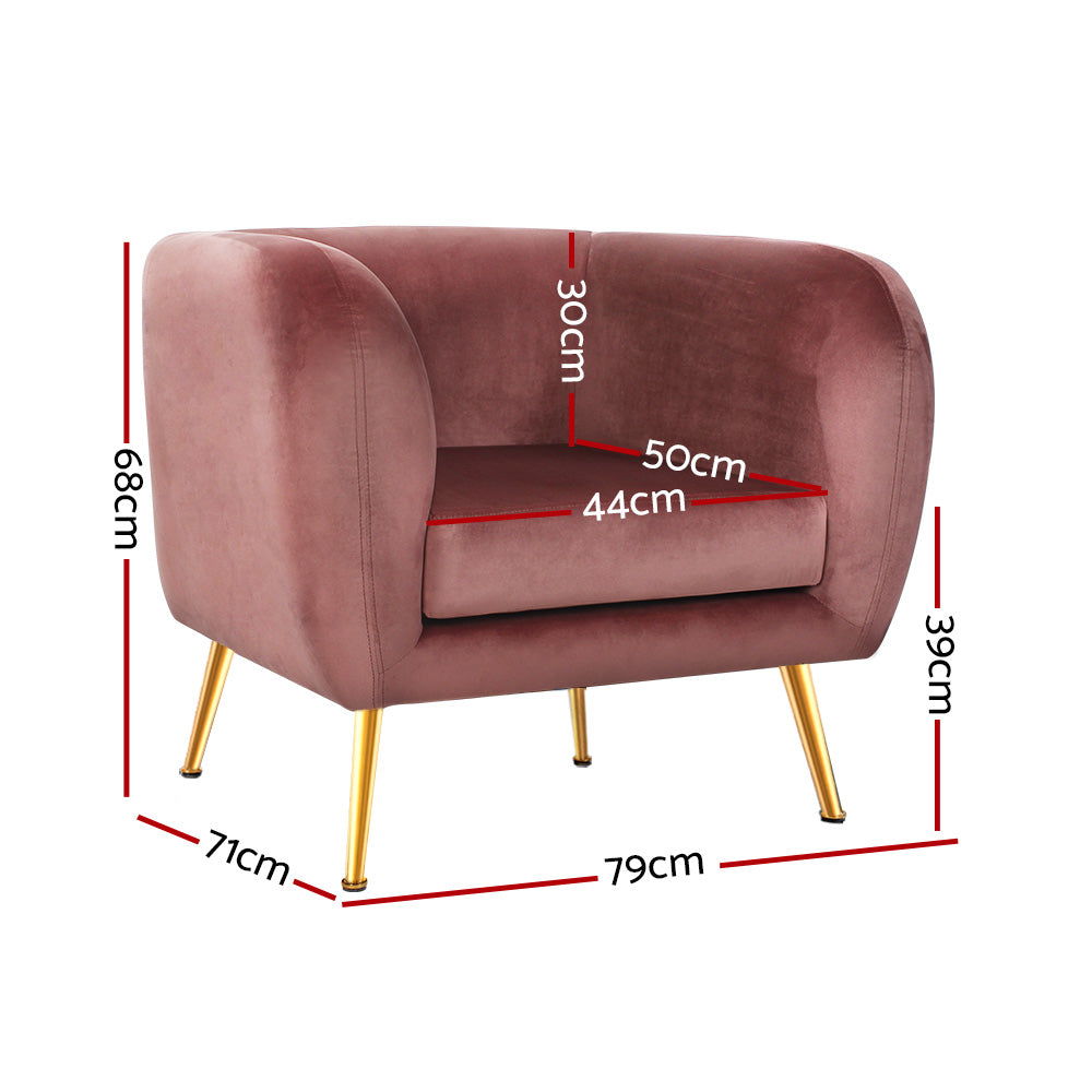 Luscious Velvet Accent Tub Armchair - Pink - Homecoze