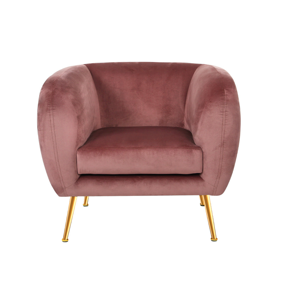 Luscious Velvet Accent Tub Armchair - Pink - Homecoze