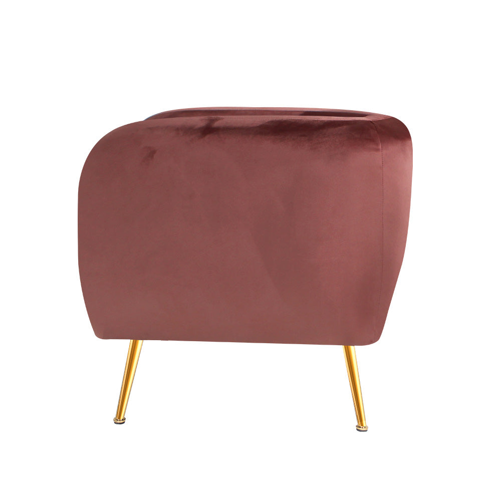 Luscious Velvet Accent Tub Armchair - Pink - Homecoze