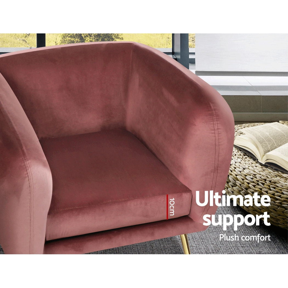 Luscious Velvet Accent Tub Armchair - Pink - Homecoze