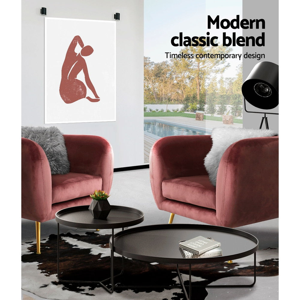 Luscious Velvet Accent Tub Armchair - Pink - Homecoze