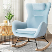 Low Set Rocking Chair Velvet Armchair Feeding Chair - Blue - Homecoze