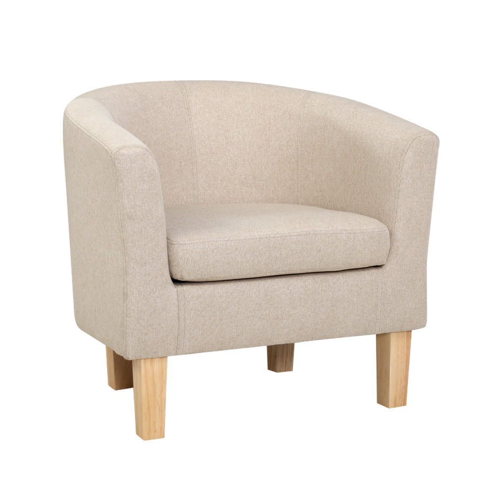 Low Back Fabric Tub Armchair - Beige Homecoze