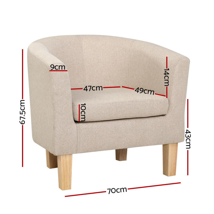 Low Back Fabric Tub Armchair - Beige Homecoze