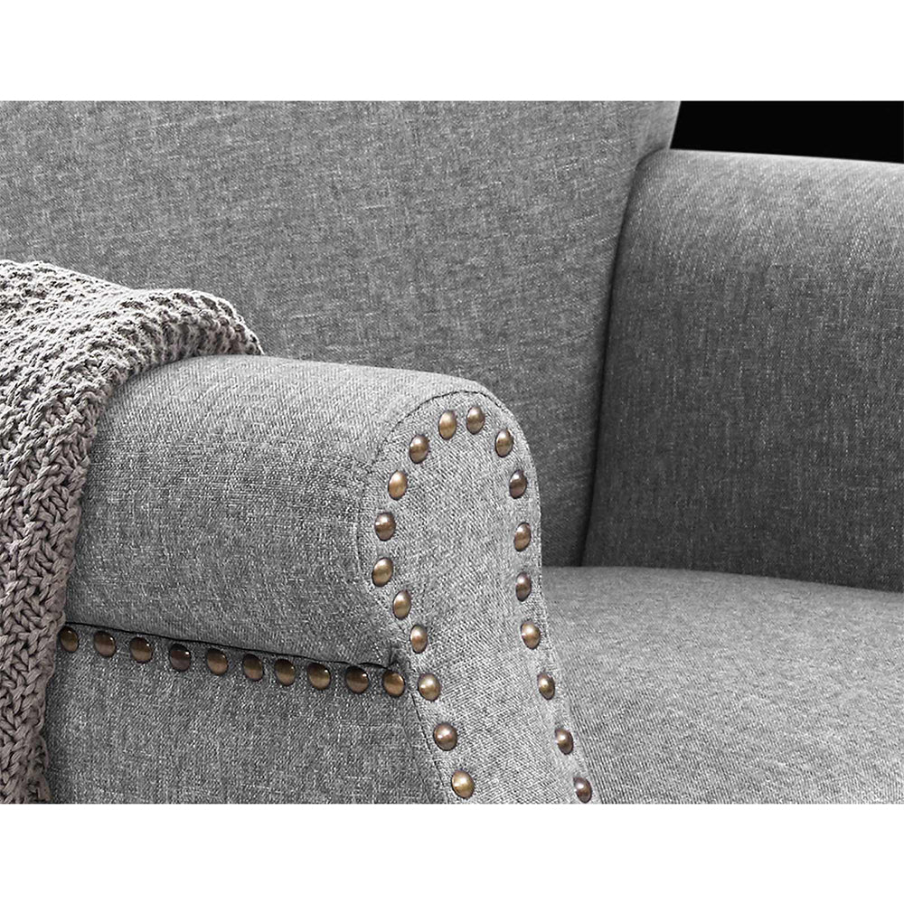 Linen Fabric Retro Studded Accent Chair - Grey Homecoze
