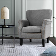 Linen Fabric Retro Studded Accent Chair - Grey Homecoze