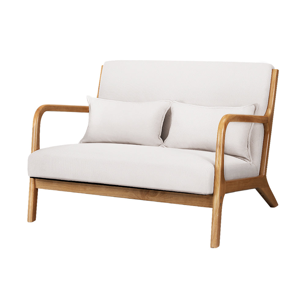 Coastal Inspired Low-Set Loveseat Armchair - Beige - Homecoze
