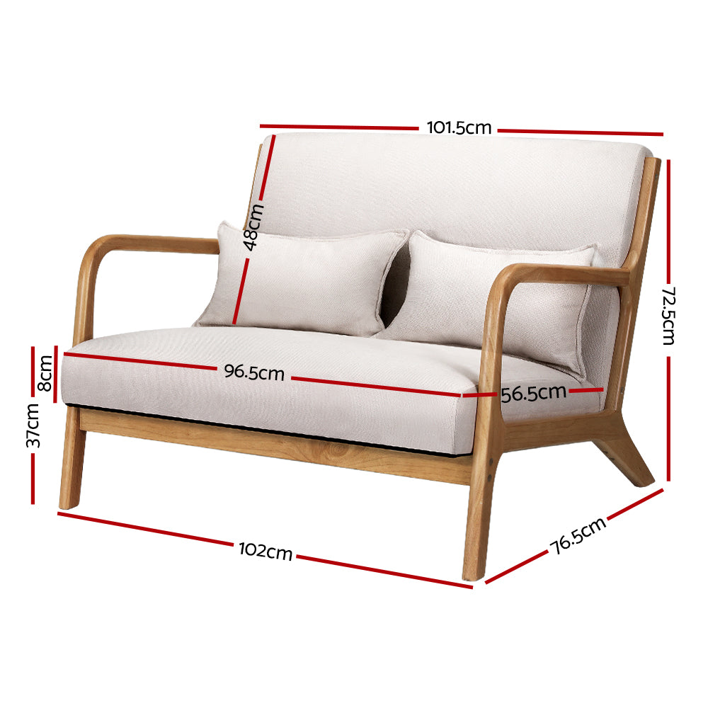 Coastal Inspired Low-Set Loveseat Armchair - Beige