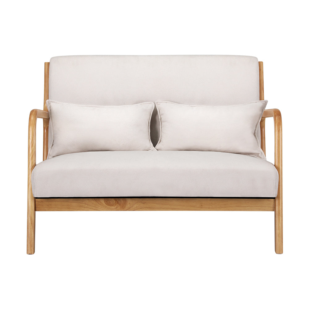 Coastal Inspired Low-Set Loveseat Armchair - Beige - Homecoze